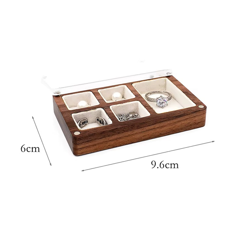 Custom Luxury Walnut Earring Ring Necklace Display Storage Wooden Jewelry Box Organizer