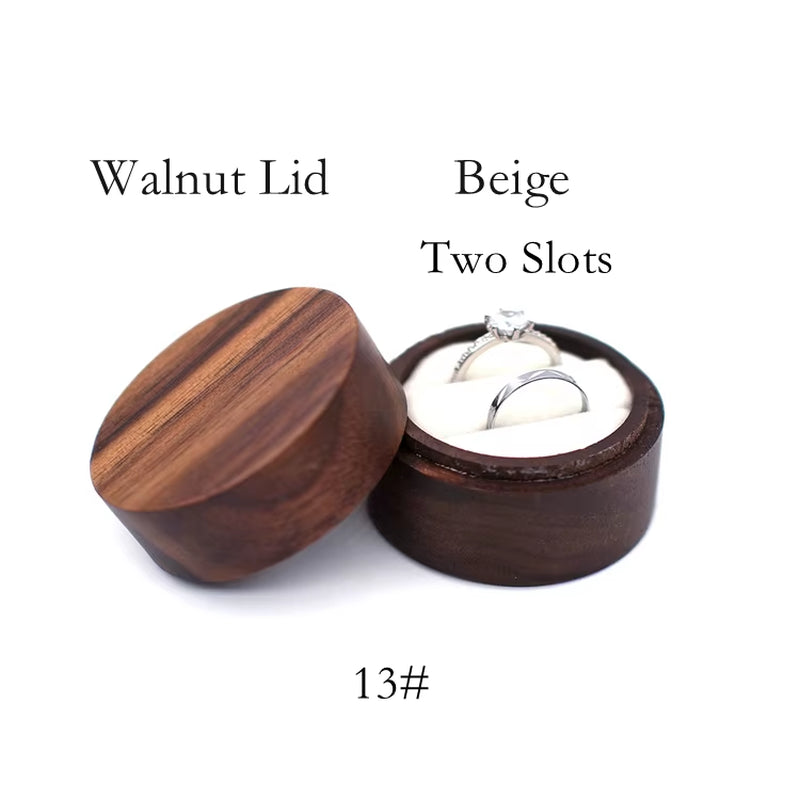 Wholesale Luxury Small Jewelry Gift Packaging round Wooden Wedding Ring Box with Window