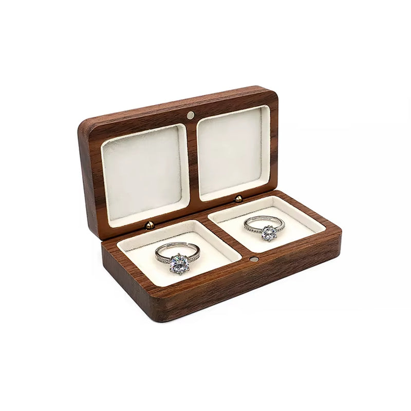Wholesale Custom Logo Luxury Necklace Jewellery Packaging Walnut Wood Ring Jewelry Box