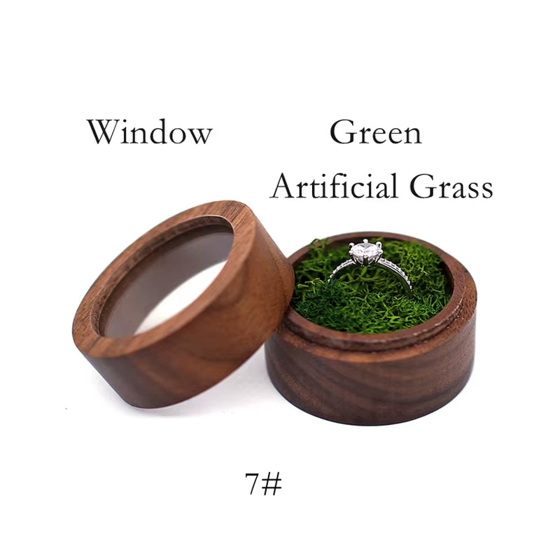 Wholesale Luxury Small Jewelry Gift Packaging round Wooden Wedding Ring Box with Window