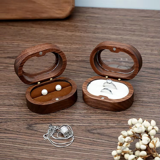 Wholesale Luxury Walnut Earring Jewelry Cufflink Gift Packaging Wood Ring Box with Window