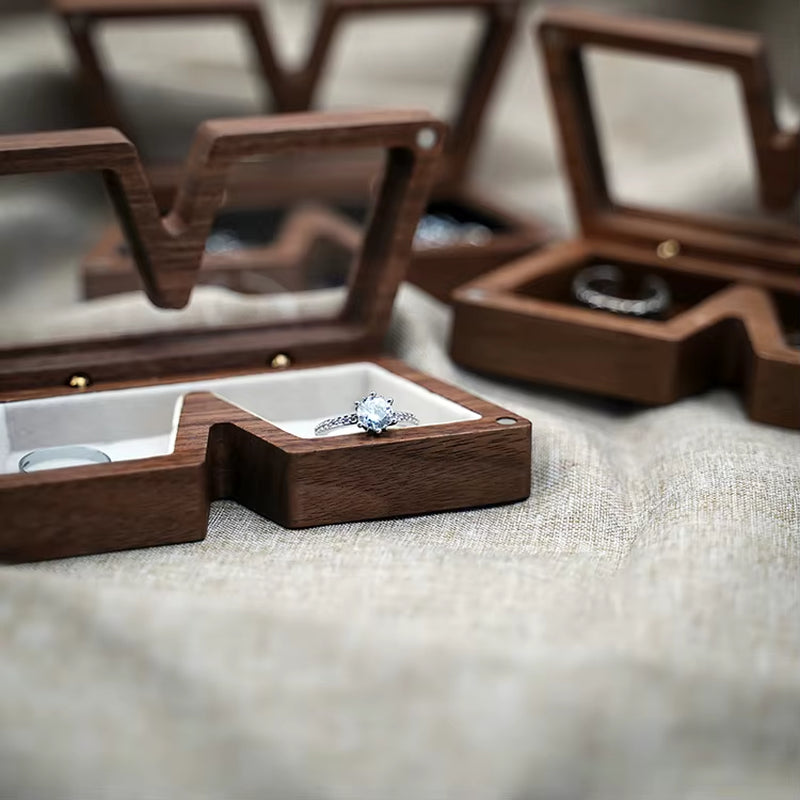 Wholesale Unique Luxury Walnut Pendant Earring Necklace Packaging Wooden Box for Ring Jewelry