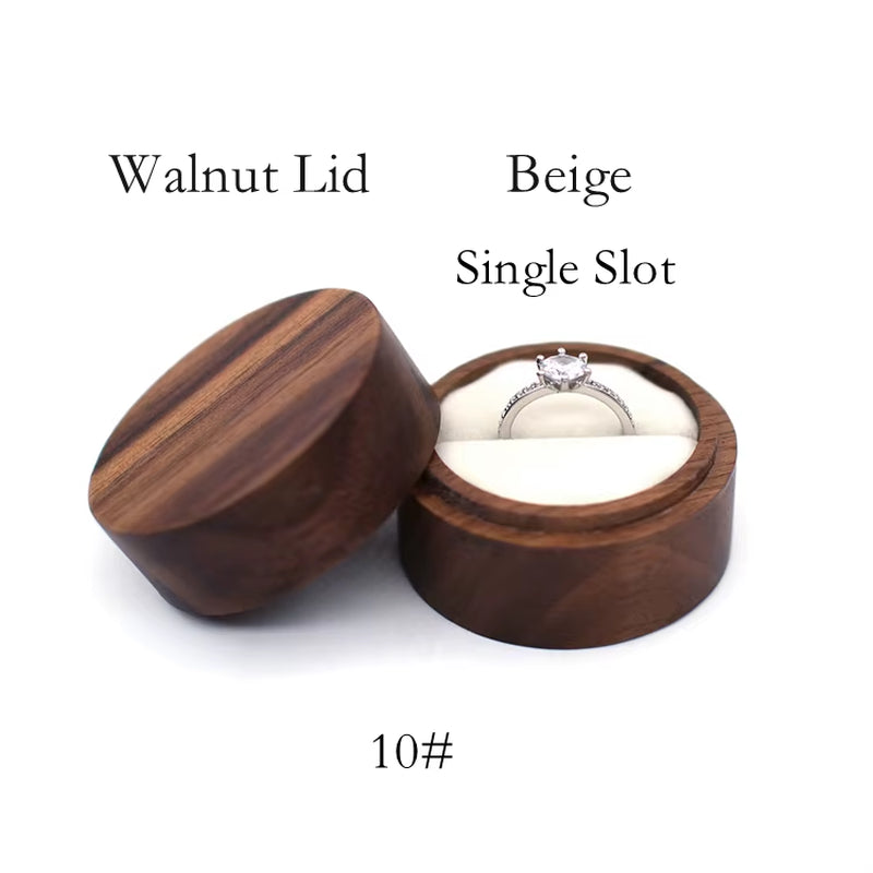 Wholesale Luxury Small Jewelry Gift Packaging round Wooden Wedding Ring Box with Window