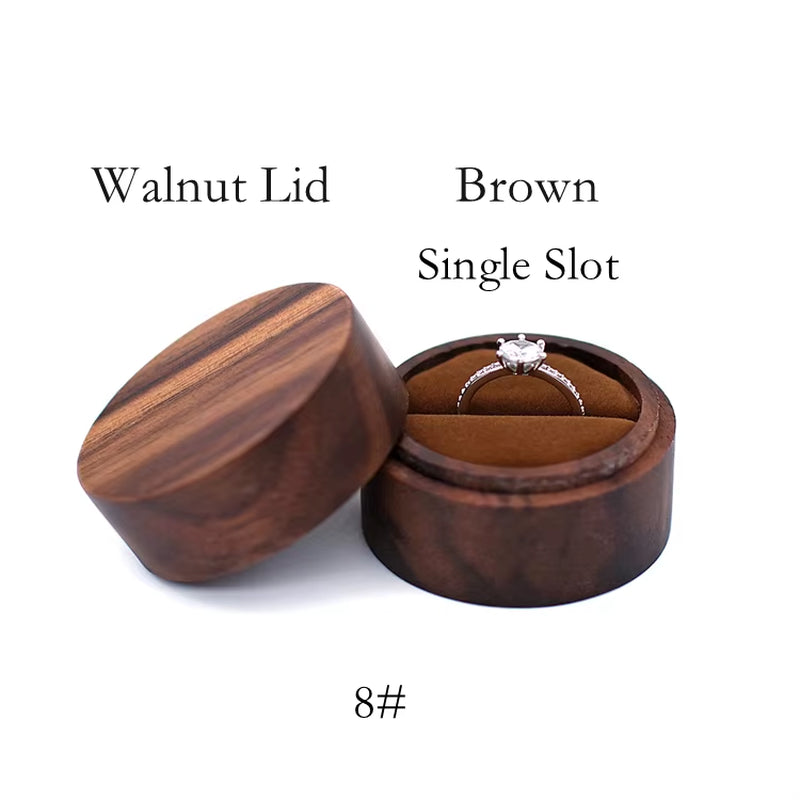 Wholesale Luxury Small Jewelry Gift Packaging round Wooden Wedding Ring Box with Window