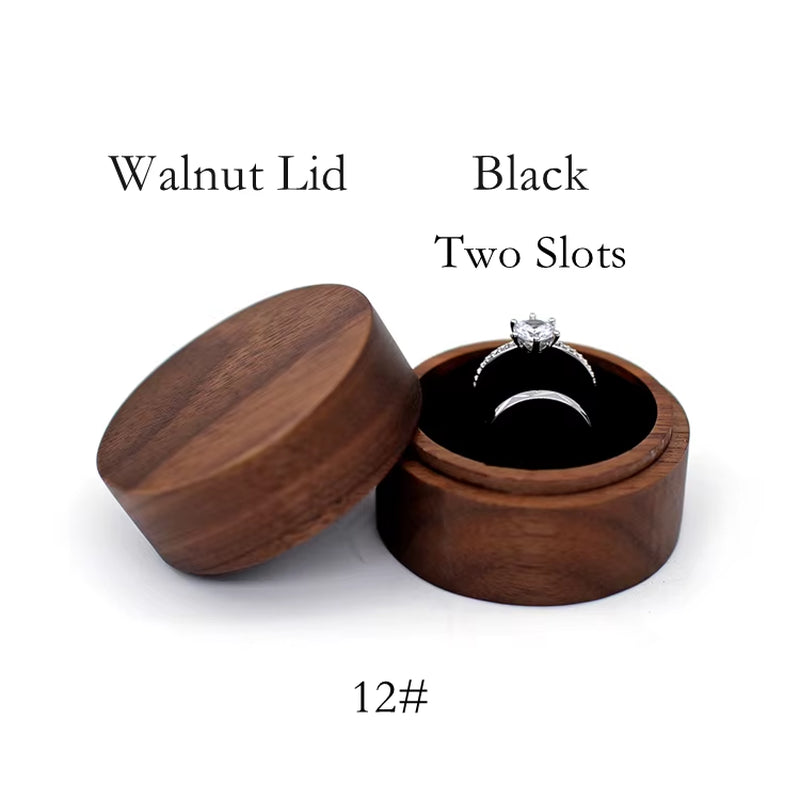 Wholesale Luxury Small Jewelry Gift Packaging round Wooden Wedding Ring Box with Window