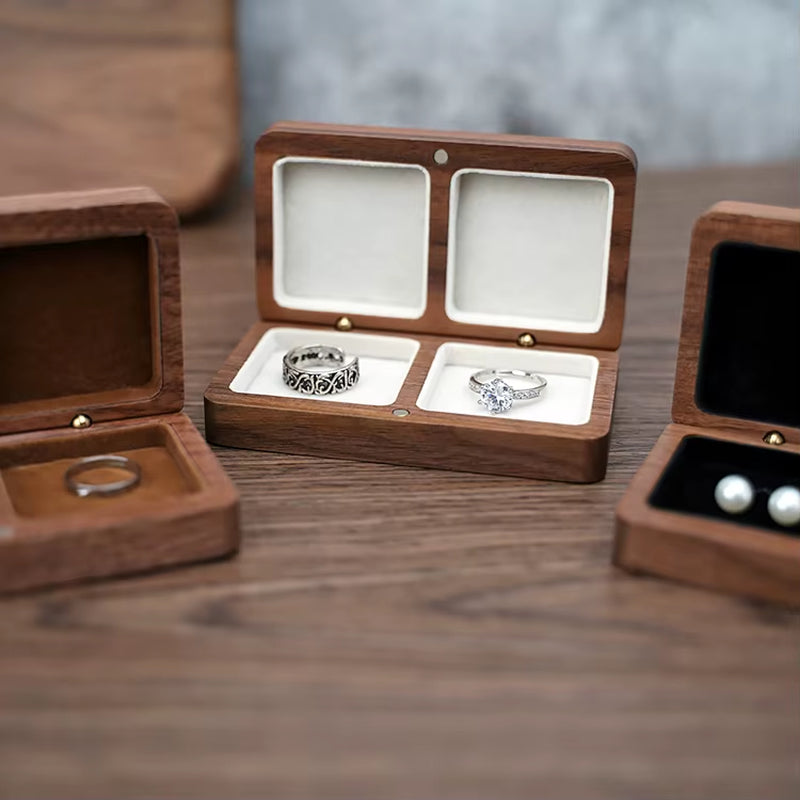 Wholesale Custom Logo Luxury Necklace Jewellery Packaging Walnut Wood Ring Jewelry Box