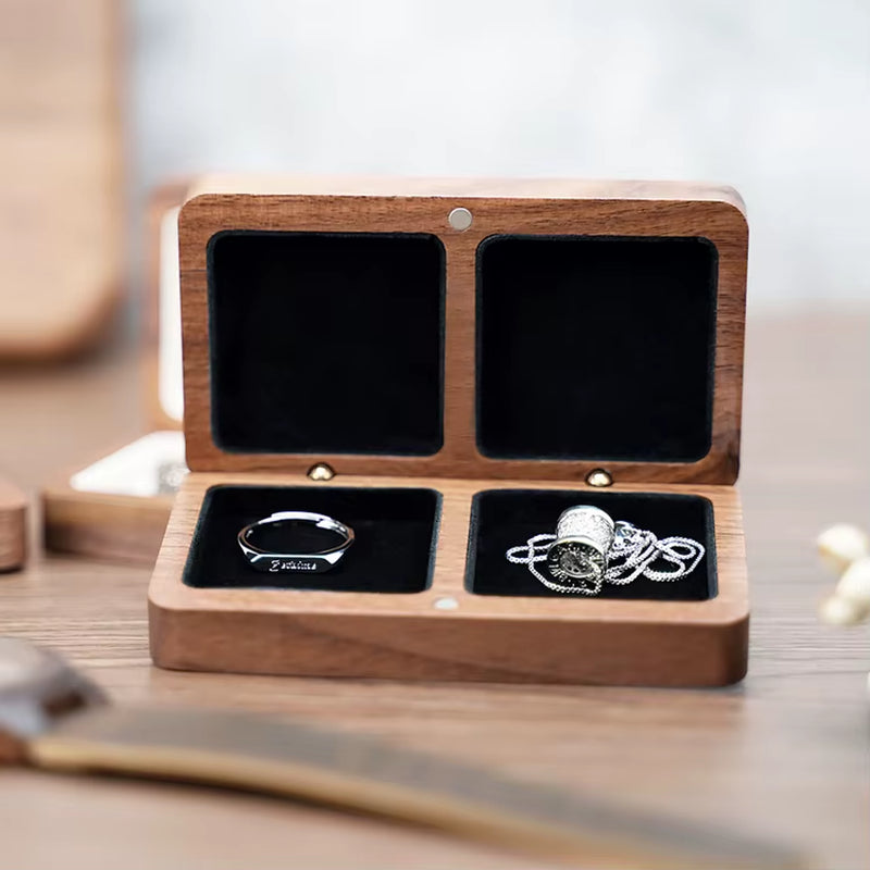 Wholesale Custom Logo Luxury Necklace Jewellery Packaging Walnut Wood Ring Jewelry Box