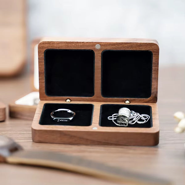 Wholesale Custom Logo Luxury Necklace Jewellery Packaging Walnut Wood Ring Jewelry Box