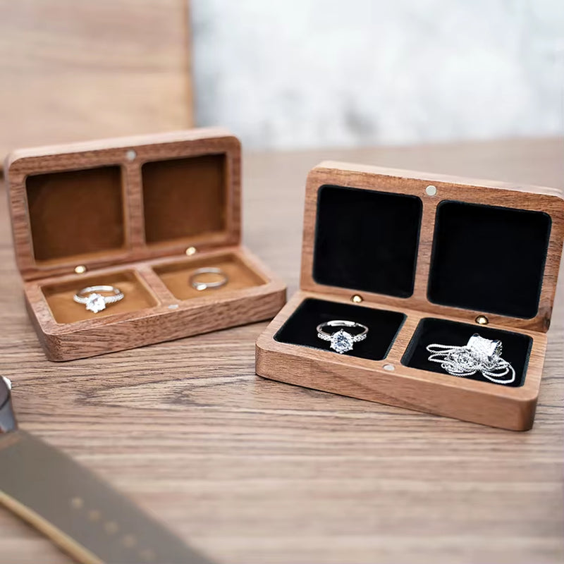 Wholesale Custom Logo Luxury Necklace Jewellery Packaging Walnut Wood Ring Jewelry Box