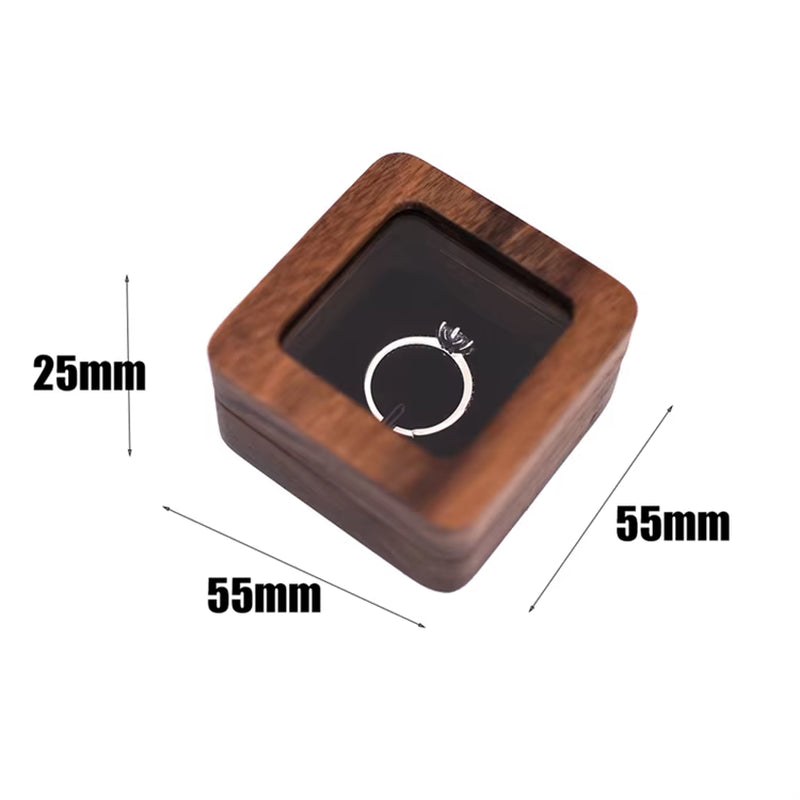 Luxury Walnut Proposal Engagement Wedding Wooden Ring Jewelry Packaging Box with Window