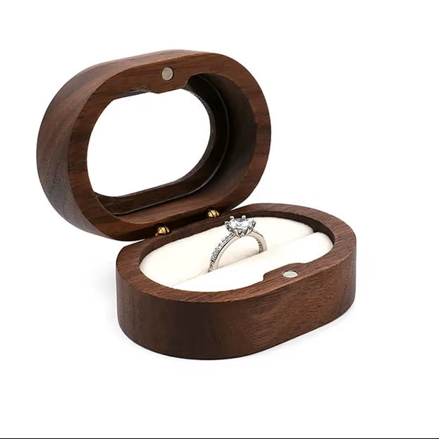 Wholesale Luxury Walnut Earring Jewelry Cufflink Gift Packaging Wood Ring Box with Window