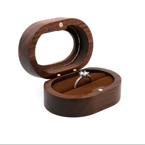 Wholesale Luxury Walnut Earring Jewelry Cufflink Gift Packaging Wood Ring Box with Window
