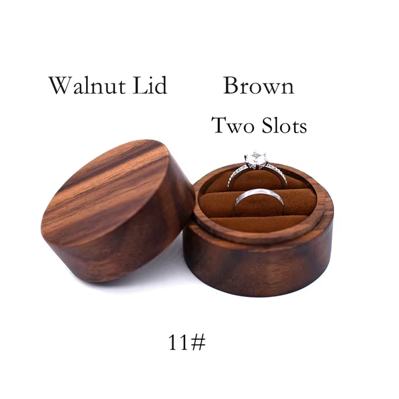 Wholesale Luxury Small Jewelry Gift Packaging round Wooden Wedding Ring Box with Window