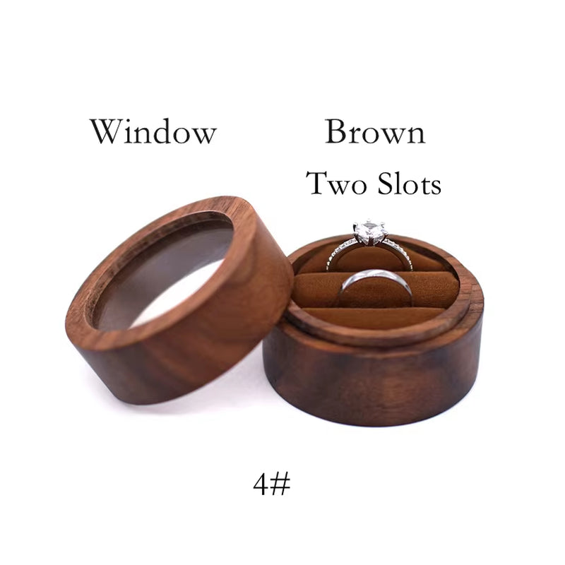 Wholesale Luxury Small Jewelry Gift Packaging round Wooden Wedding Ring Box with Window