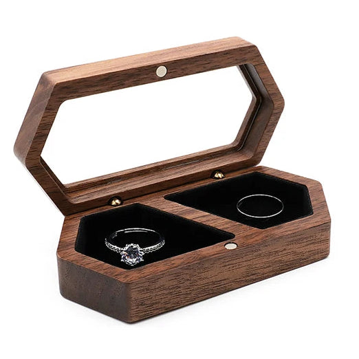 Wholesale Luxury Necklace Pendant Packaging Walnut Ring Jewelry Box Wood with Window