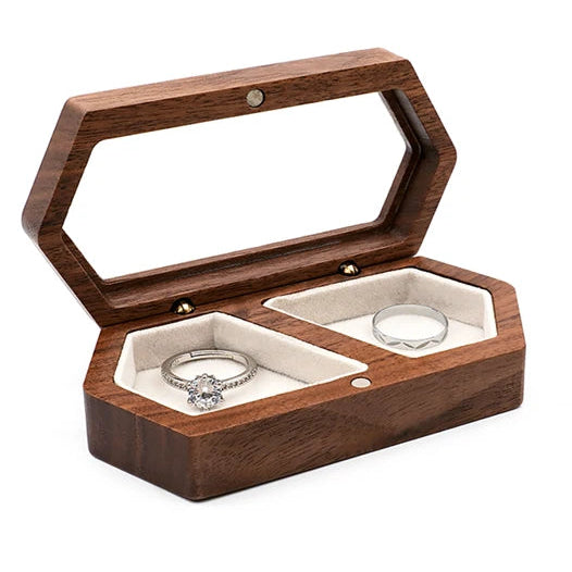 Wholesale Luxury Necklace Pendant Packaging Walnut Ring Jewelry Box Wood with Window