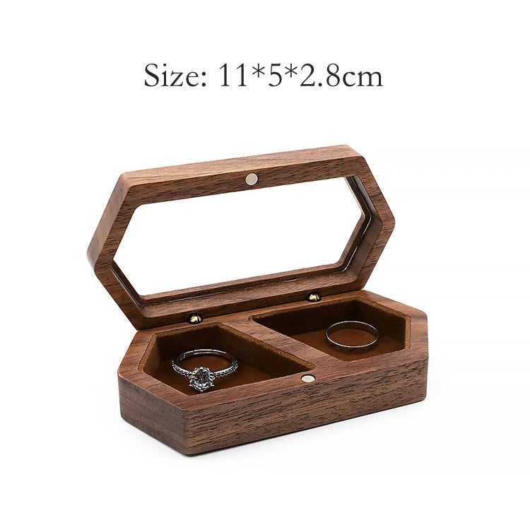 Wholesale Luxury Necklace Pendant Packaging Walnut Ring Jewelry Box Wood with Window