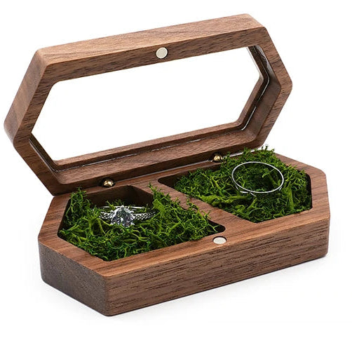 Wholesale Luxury Necklace Pendant Packaging Walnut Ring Jewelry Box Wood with Window