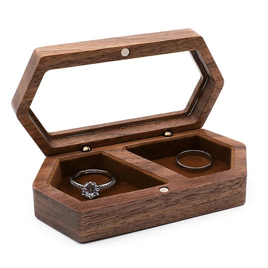 Wholesale Luxury Necklace Pendant Packaging Walnut Ring Jewelry Box Wood with Window