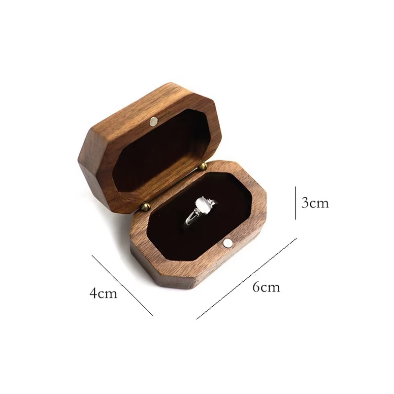 Wholesale Custom Octagonal Red Black Beige Velvet Lining Jewelry Packaging Wood Ring Box
