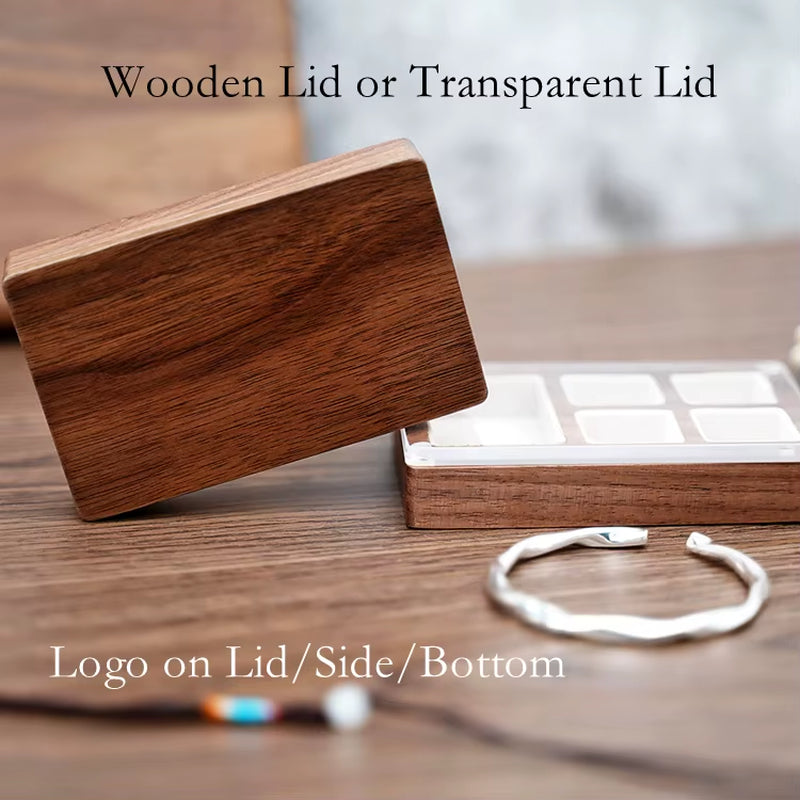 Custom Luxury Walnut Earring Ring Necklace Display Storage Wooden Jewelry Box Organizer