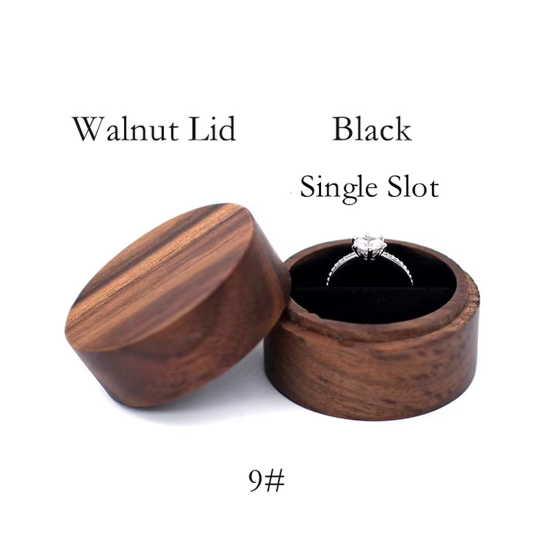 Wholesale Luxury Small Jewelry Gift Packaging round Wooden Wedding Ring Box with Window