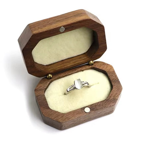 Wholesale Custom Octagonal Red Black Beige Velvet Lining Jewelry Packaging Wood Ring Box
