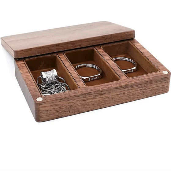 Custom Luxury Walnut Earring Ring Necklace Display Storage Wooden Jewelry Box Organizer