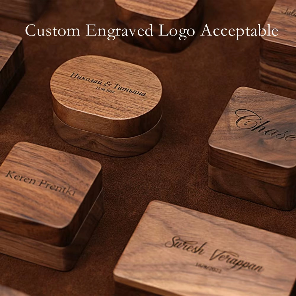 Wholesale Custom Logo Luxury Necklace Jewellery Packaging Walnut Wood Ring Jewelry Box