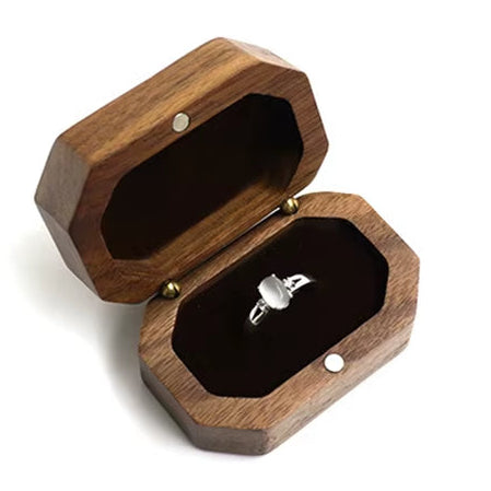 Wholesale Custom Octagonal Red Black Beige Velvet Lining Jewelry Packaging Wood Ring Box