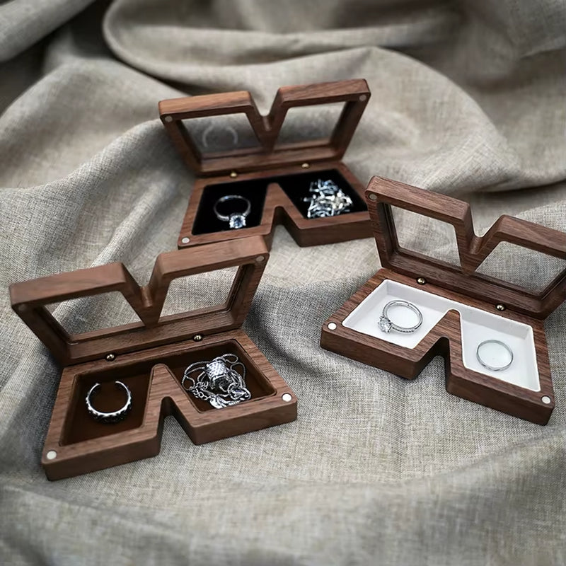 Wholesale Unique Luxury Walnut Pendant Earring Necklace Packaging Wooden Box for Ring Jewelry