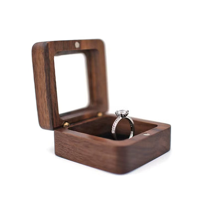 Luxury Walnut Proposal Engagement Wedding Wooden Ring Jewelry Packaging Box with Window