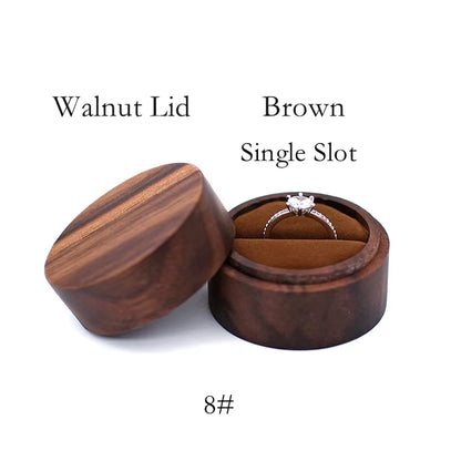 Wholesale Luxury Small Jewelry Gift Packaging round Wooden Wedding Ring Box with Window