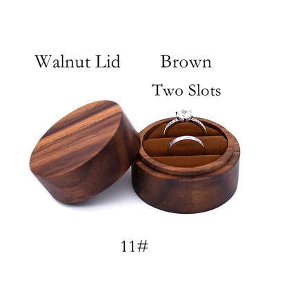 Wholesale Luxury Small Jewelry Gift Packaging round Wooden Wedding Ring Box with Window