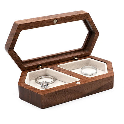 Wholesale Luxury Necklace Pendant Packaging Walnut Ring Jewelry Box Wood with Window