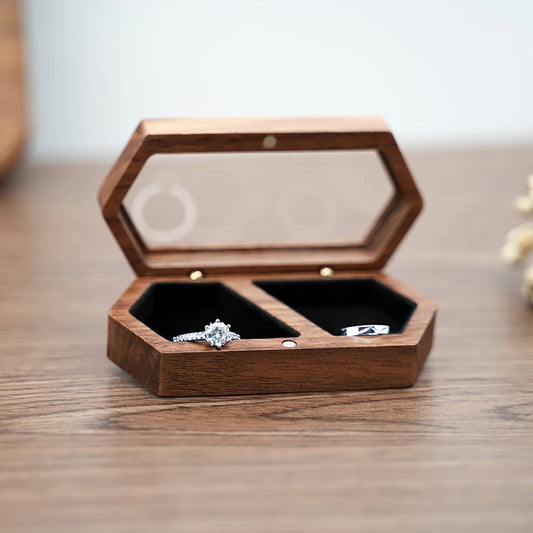 Wholesale Luxury Necklace Pendant Packaging Walnut Ring Jewelry Box Wood with Window