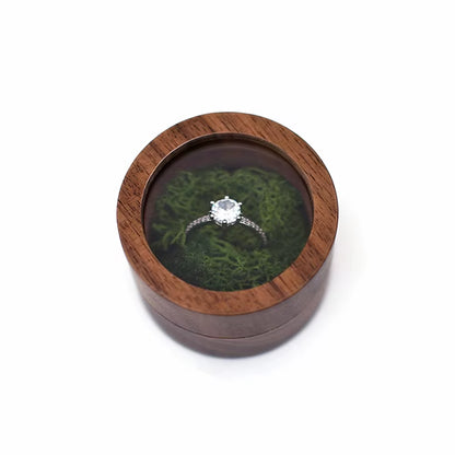 Wholesale Luxury Small Jewelry Gift Packaging round Wooden Wedding Ring Box with Window