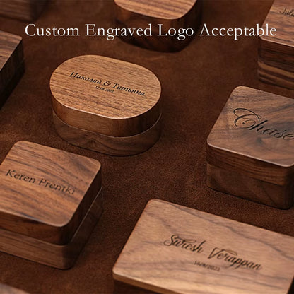 Wholesale Custom Logo Luxury Necklace Jewellery Packaging Walnut Wood Ring Jewelry Box