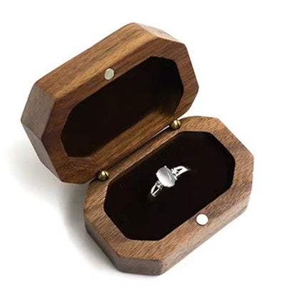 Wholesale Custom Octagonal Red Black Beige Velvet Lining Jewelry Packaging Wood Ring Box